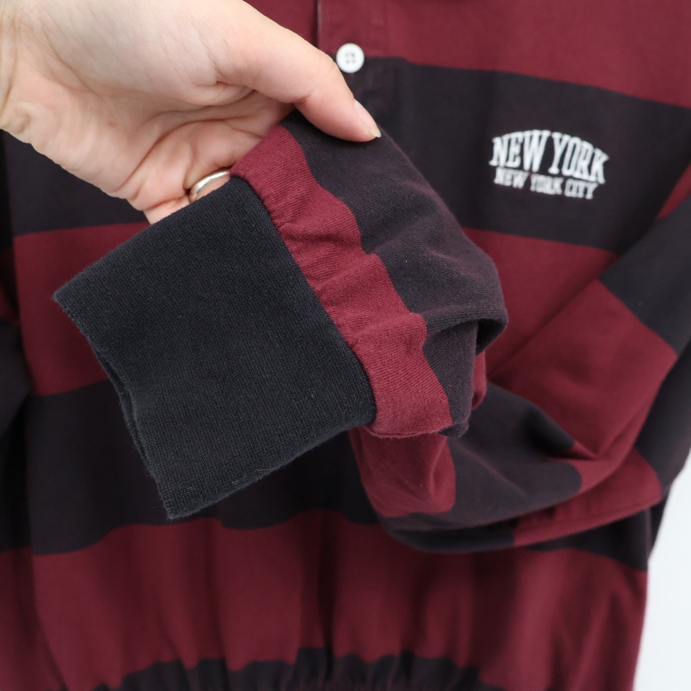 New York Striped Polo‎ Crop Top Women S Red Blue Preppy Academia Old Money Chic - Picture 7 of 13